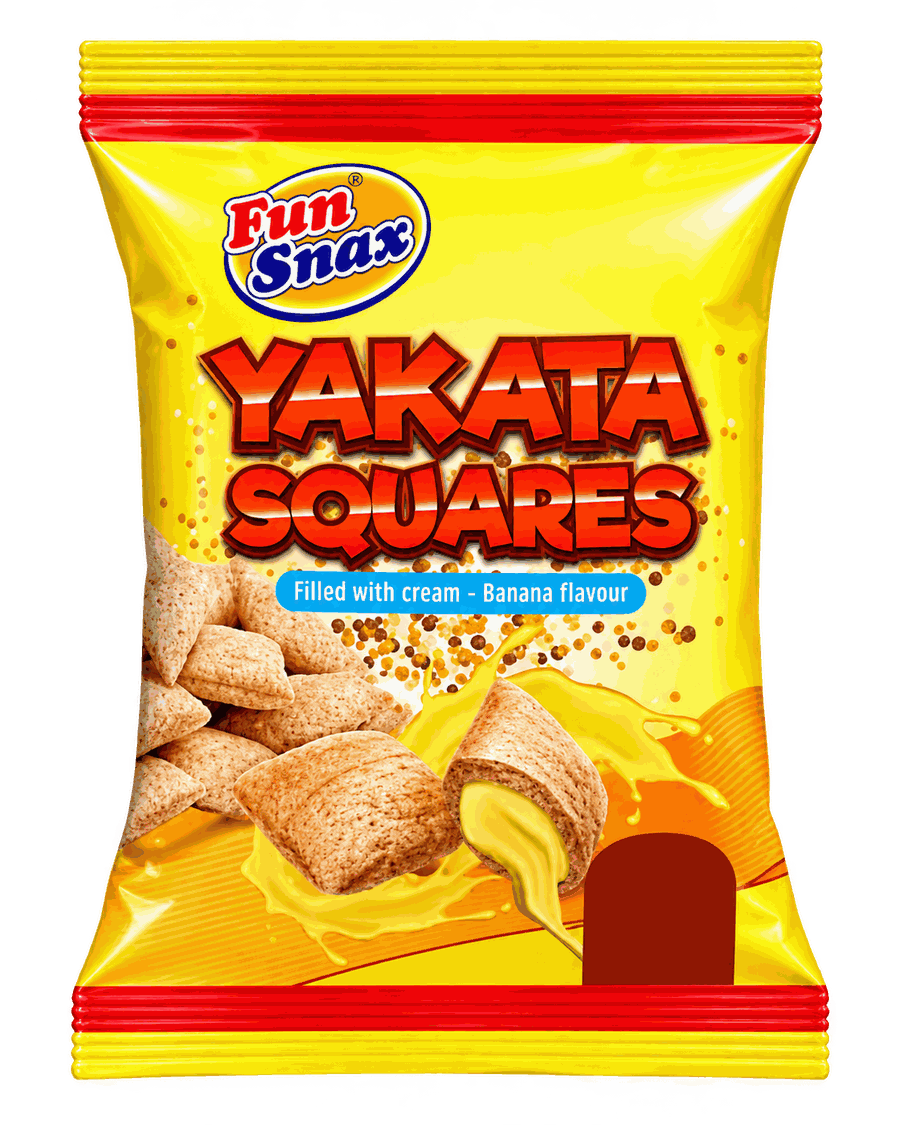 Funsnax Yakata Squares corn puffs with banana cream filling
